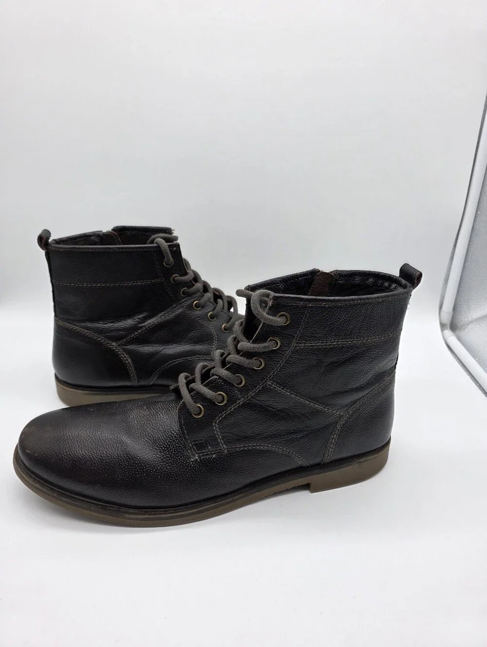 Steve Madden Brown Lace-Up Leather‎ Combat Boots Men's Size 12
